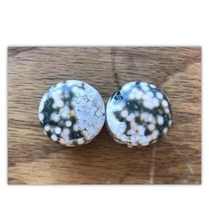 NEW 1” DF Ocean Jasper STONE Plugs OOAK 25MM gauges BODYARTFORMS geode druzy